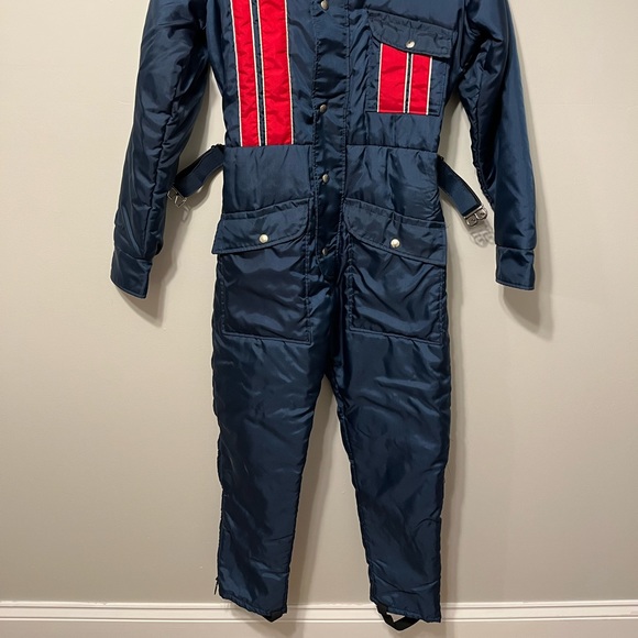 70’s Vintage unisex teens JCPenney Snowmobile Apparel Snowsuit blue and red - Picture 2 of 12